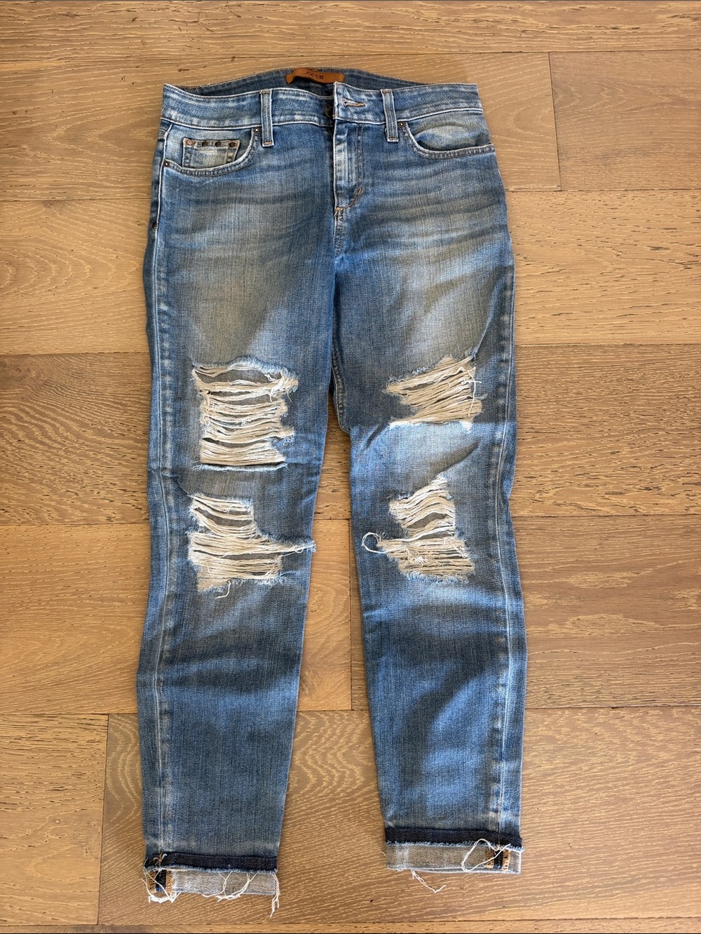 Joe's Jeans Distressed Light Blue Cropped Skinny Jeans